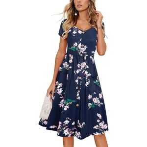 NEW VotePretty Soft Floral Midi Dress - Navy - Size Small Womens S Vote Pretty